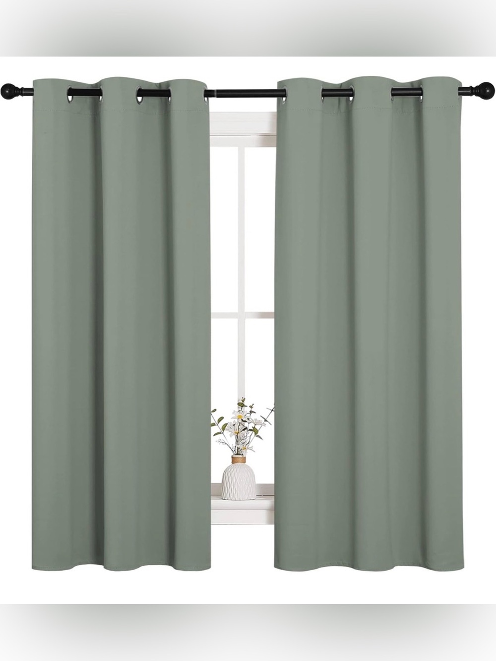 NICETOWN Blackout Curtains 37x63 Sage Green Grommet Panel New
